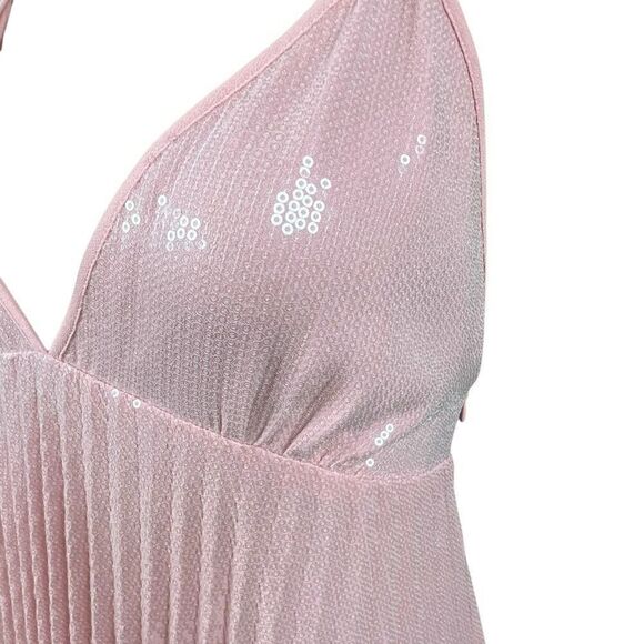 Zara Woman Pink Sequin Pleated Midi Dress Size S (043) - Picture 3 of 12